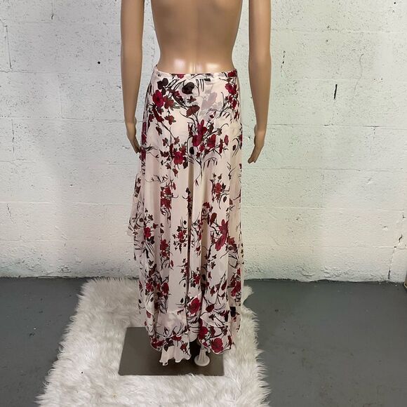 Ramona La Rue by Arianne Cream Floral Print Chiffon Maxi Skirt M/L - Picture 7 of 14